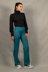 Pantalon Tailleur Femme Droit Laine Bleu pacifique – Sœur -