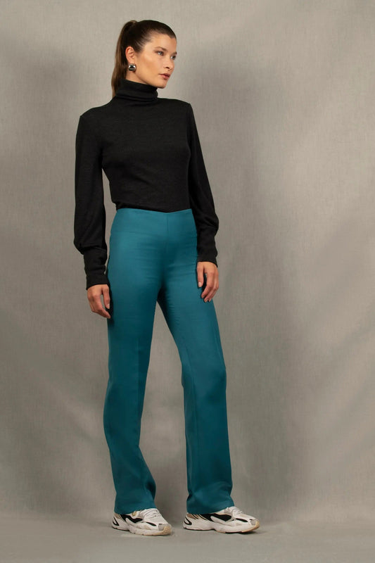 Pantalon Tailleur Femme Droit Laine Bleu pacifique – Sœur - My tailor is Joh