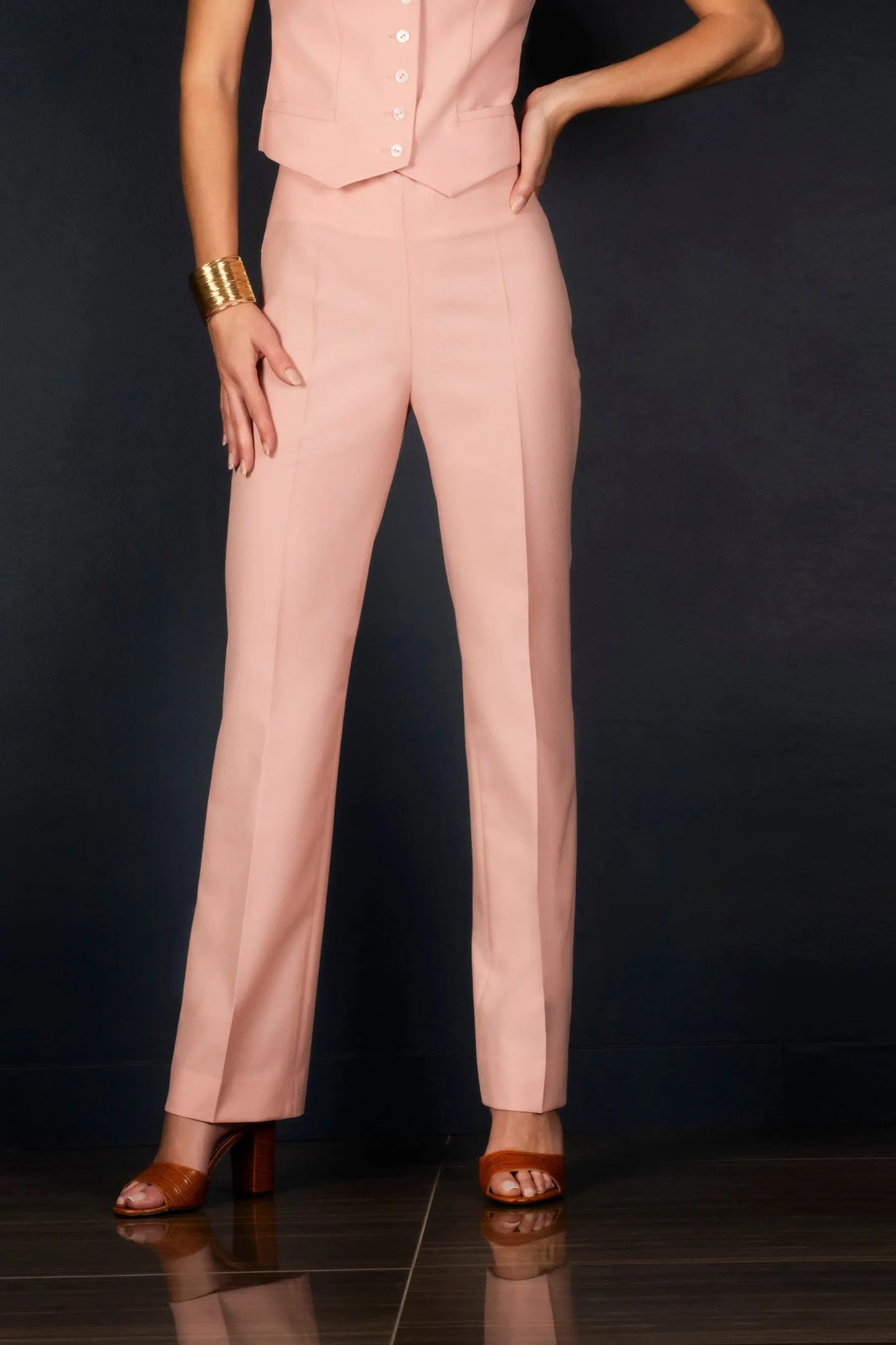 Pantalon Tailleur Femme Laine Rose Ballerine - Soeur - My tailor is Joh