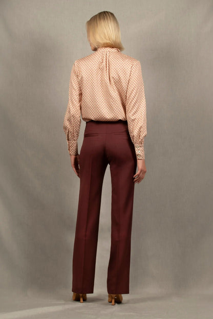 Pantalon Tailleur Femme Droit Laine Lie de vin – Sœur - My tailor is Joh