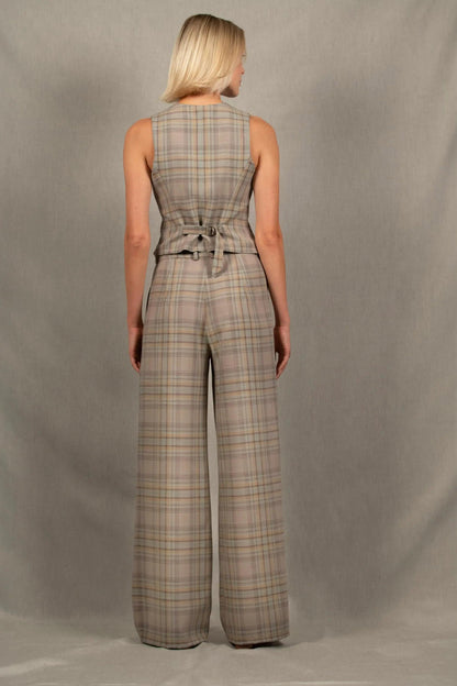 Pantalon Tailleur Femme Large Carreau en Laine – Illusion - My tailor is Joh