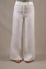 Pantalon Femme Coupe Flare Lin Blanc - Certitude