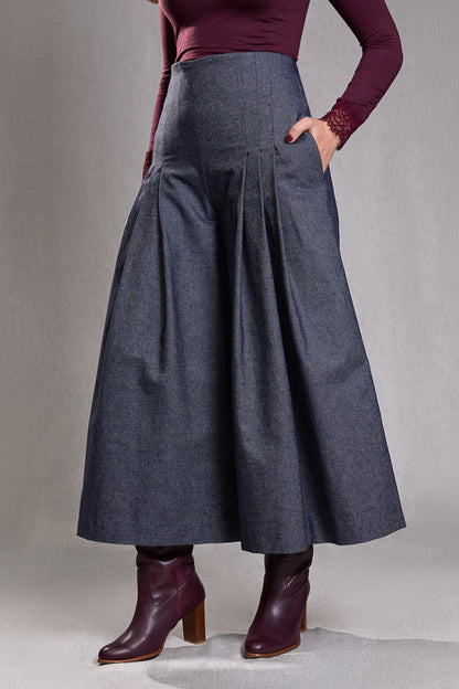 Pantalon Large Taille Haute jean bleu gris - Abandon