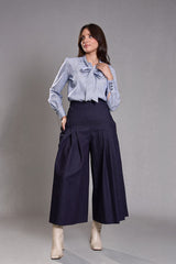 Pantalon Large Taille Haute  jean bleu foncé - Abandon