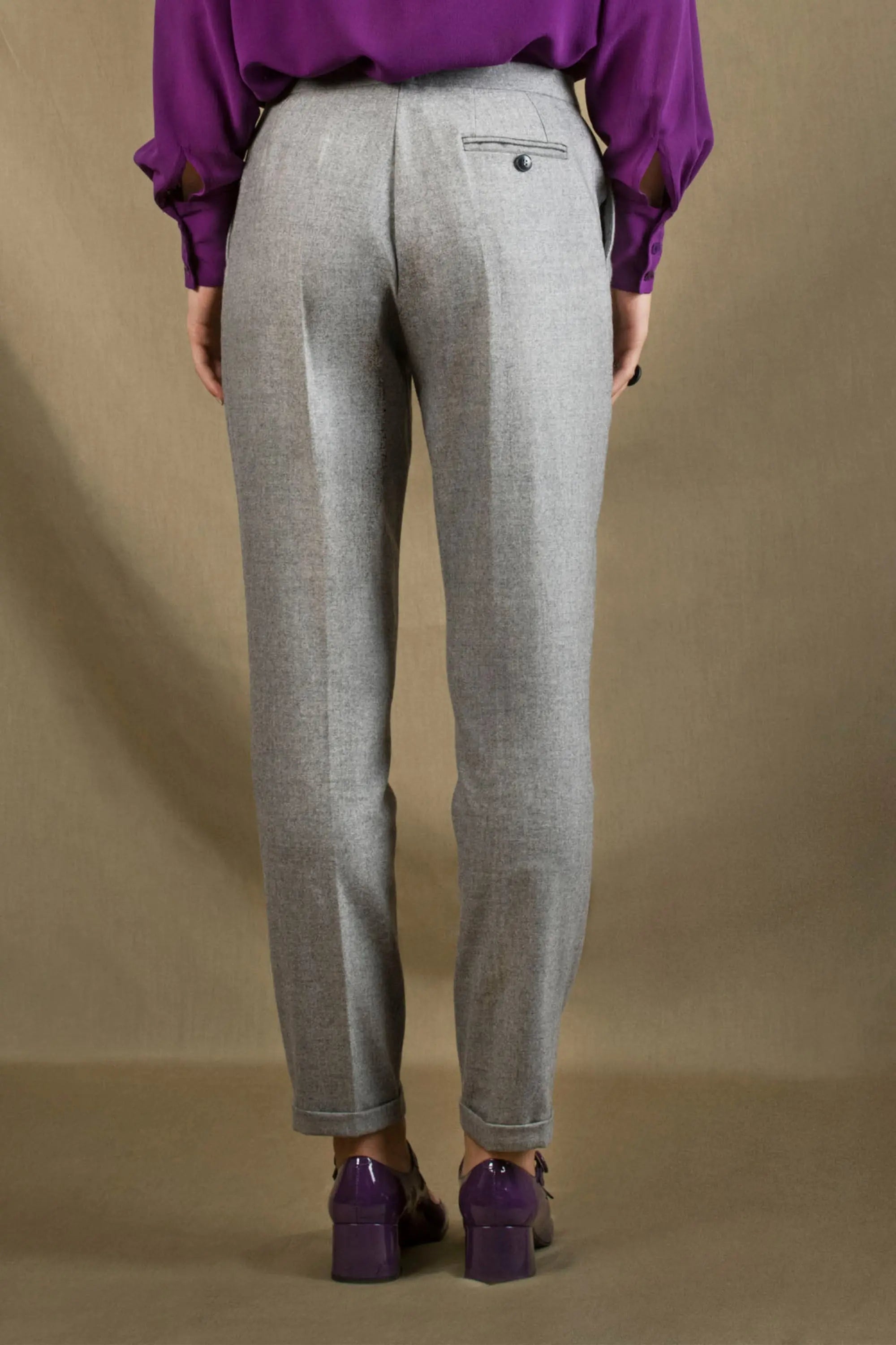 Pantalon Tailleur Femme Cigarette Laine Gris soupir - Conception - My tailor is Joh