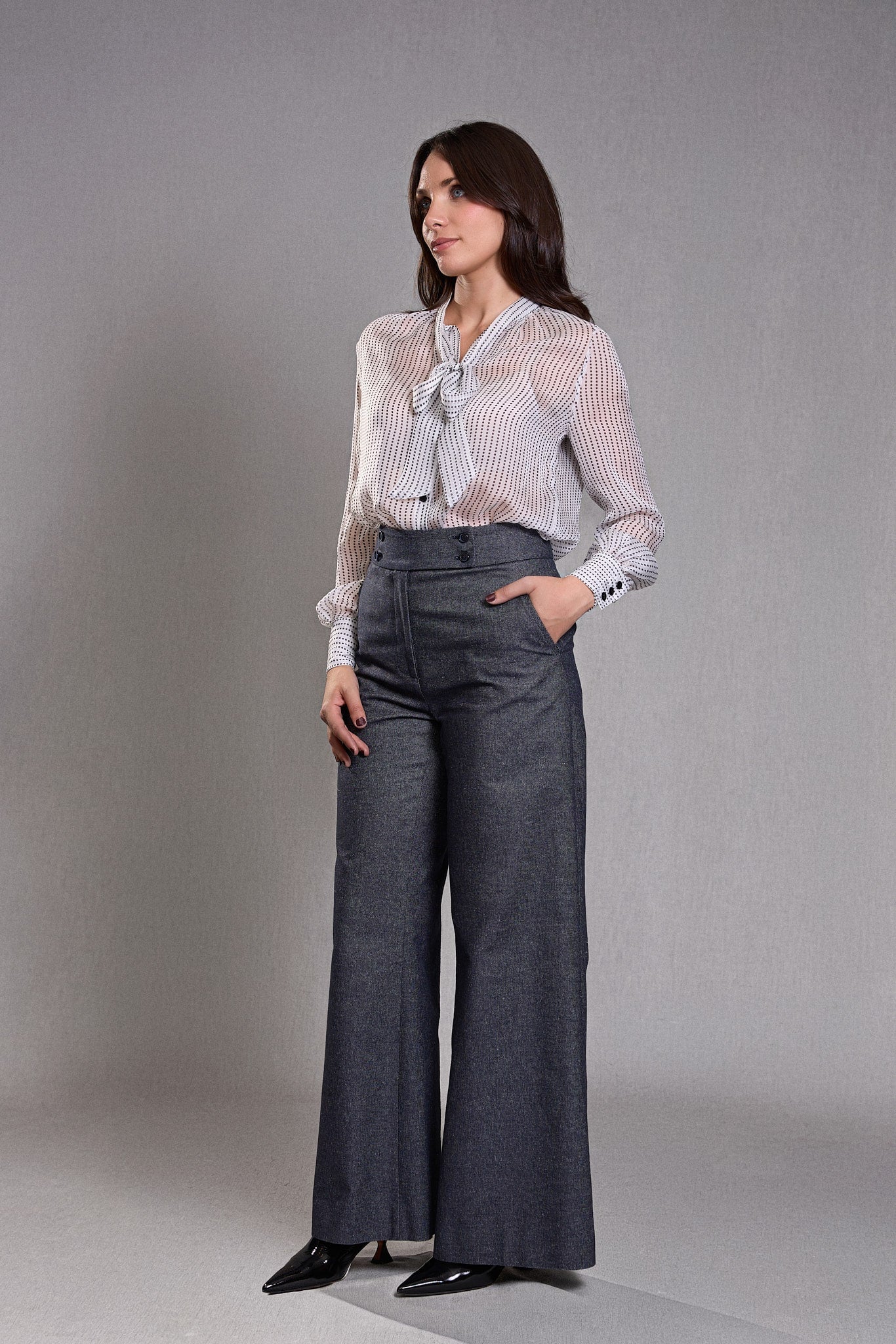 Pantalon Femme Large jean bleu gris - Certitude