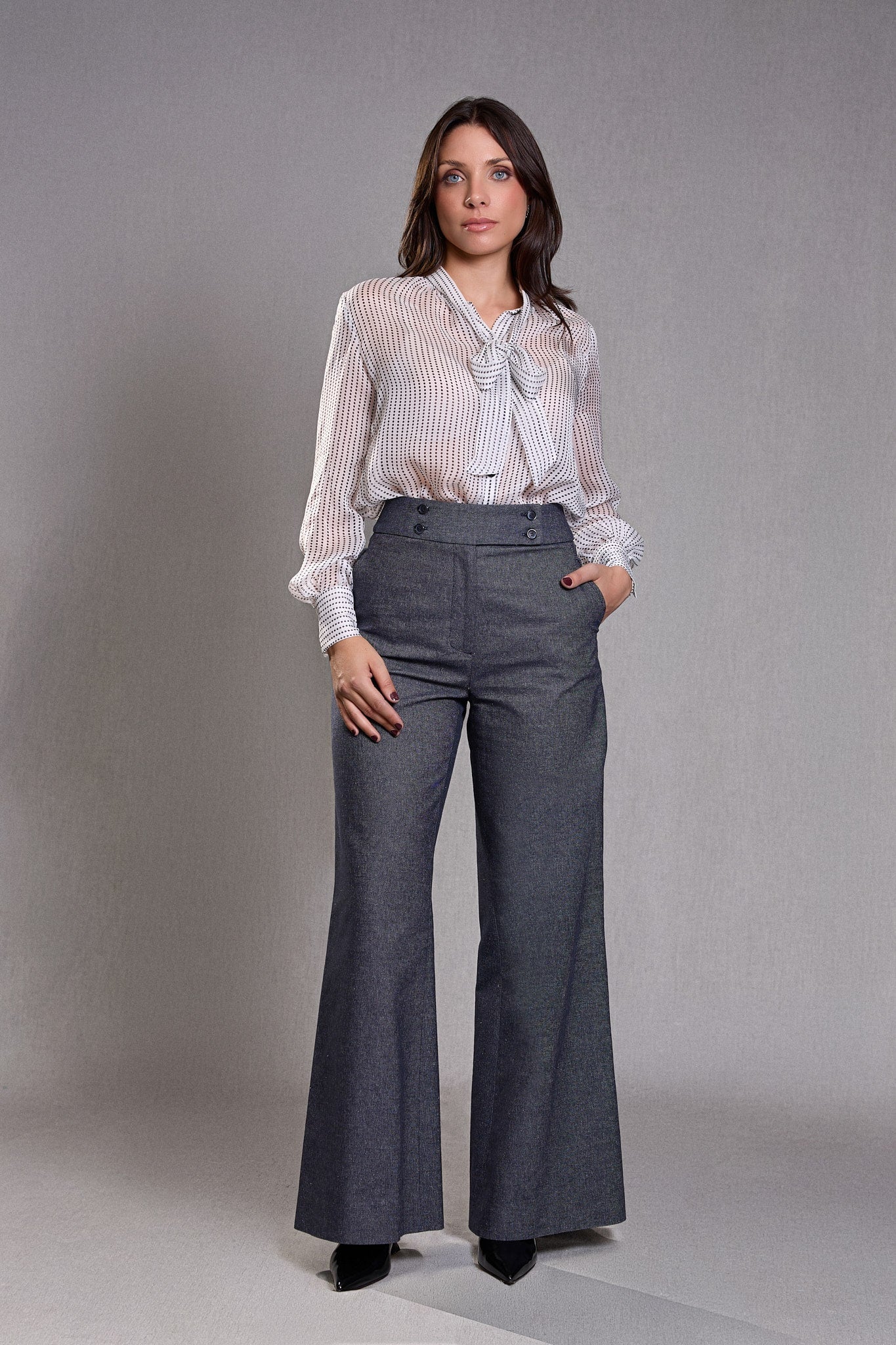 Pantalon Femme Large jean bleu gris - Certitude