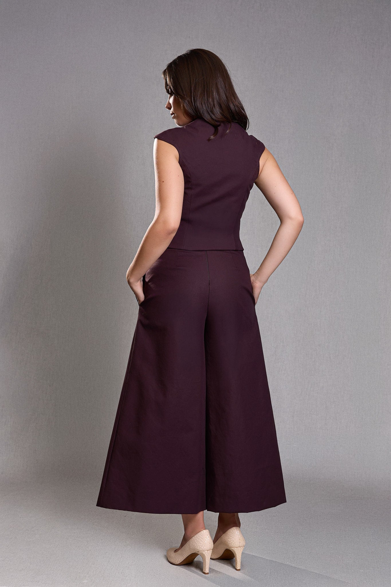 Pantalon Large Taille Haute Prune - Abandon