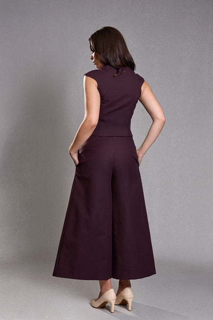 Pantalon Large Taille Haute Prune - Abandon
