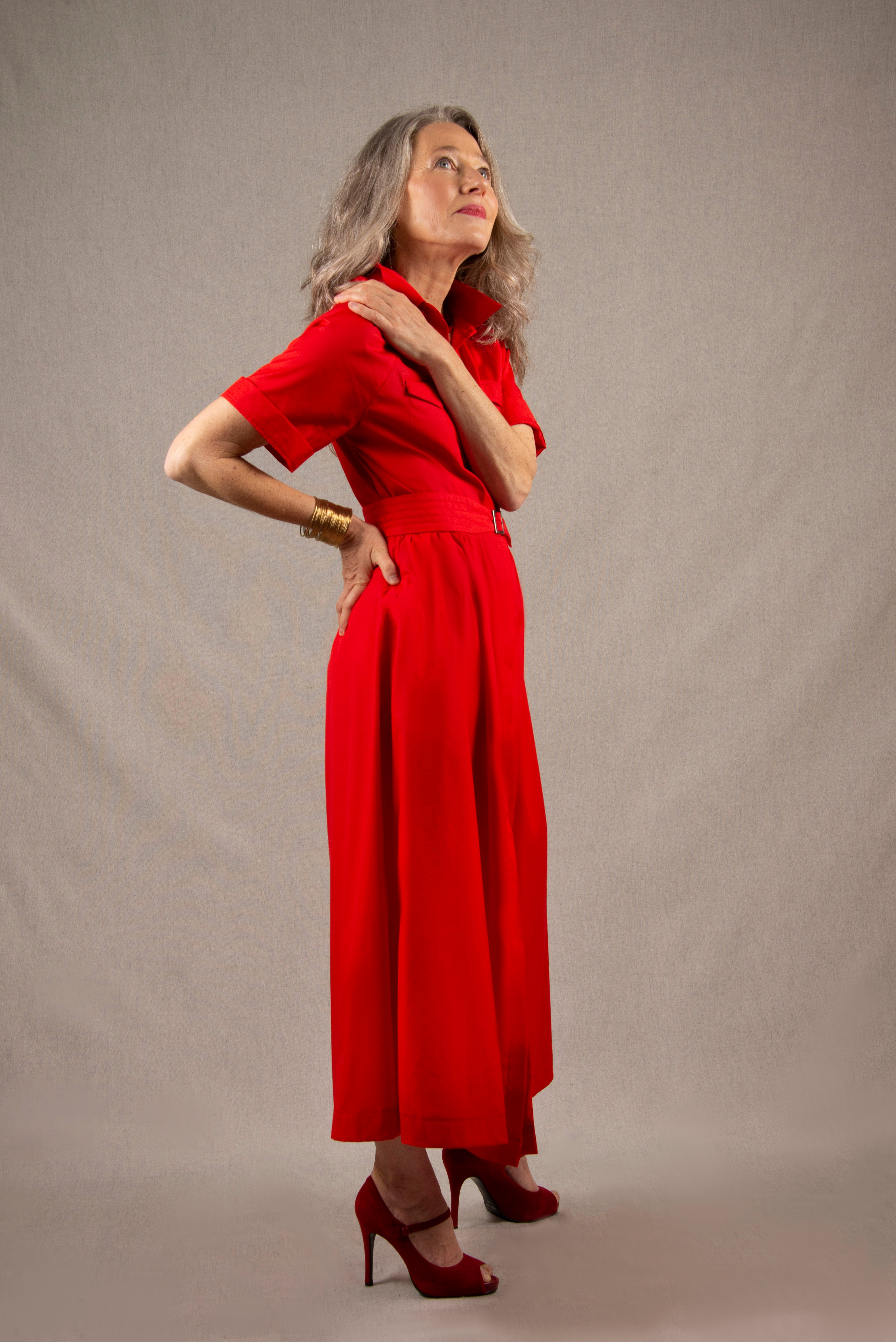 Robe Longue en Coton Rouge Coquelicot - Apparence