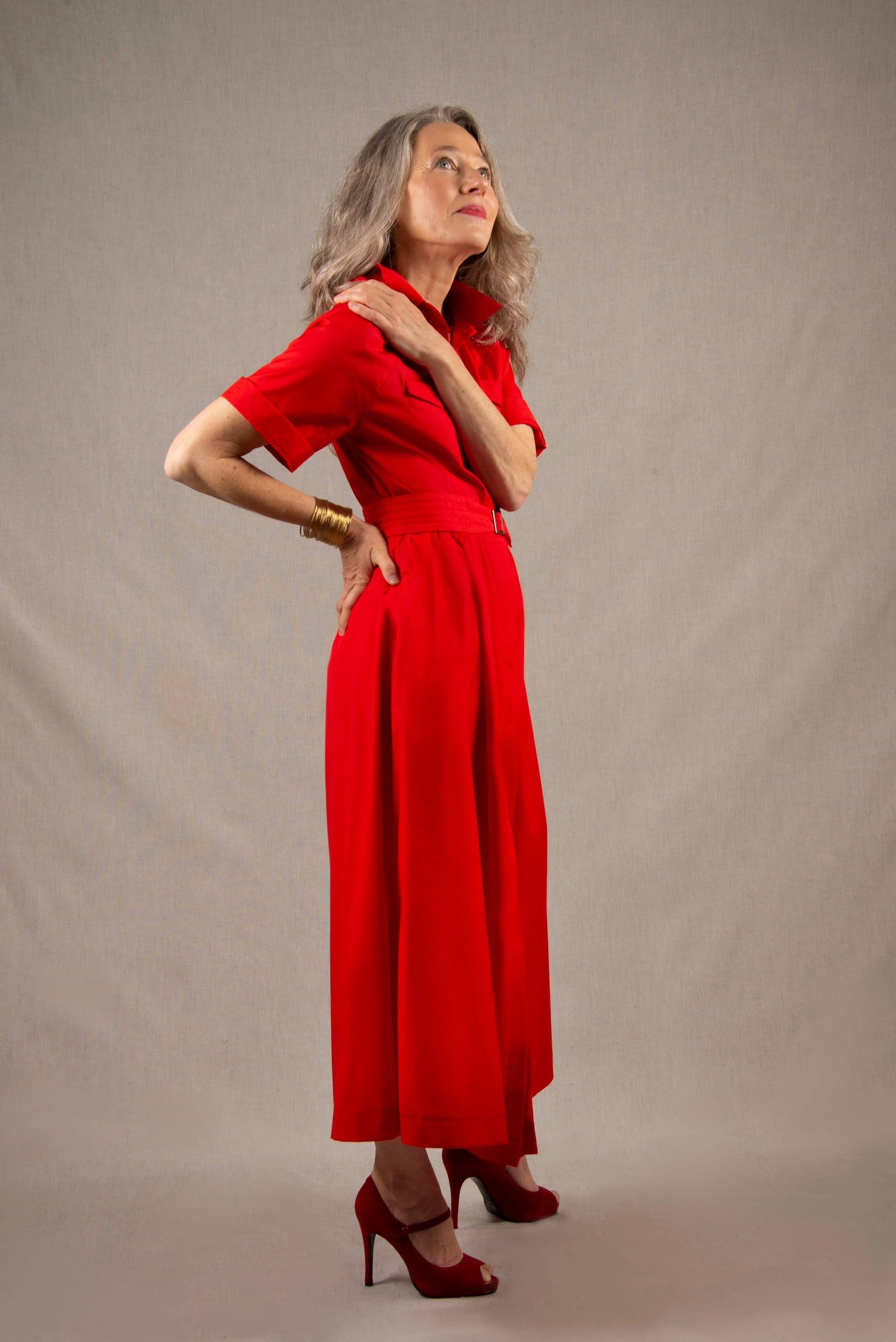 Robe Longue en Coton Rouge Coquelicot - Apparence My tailor is Joh