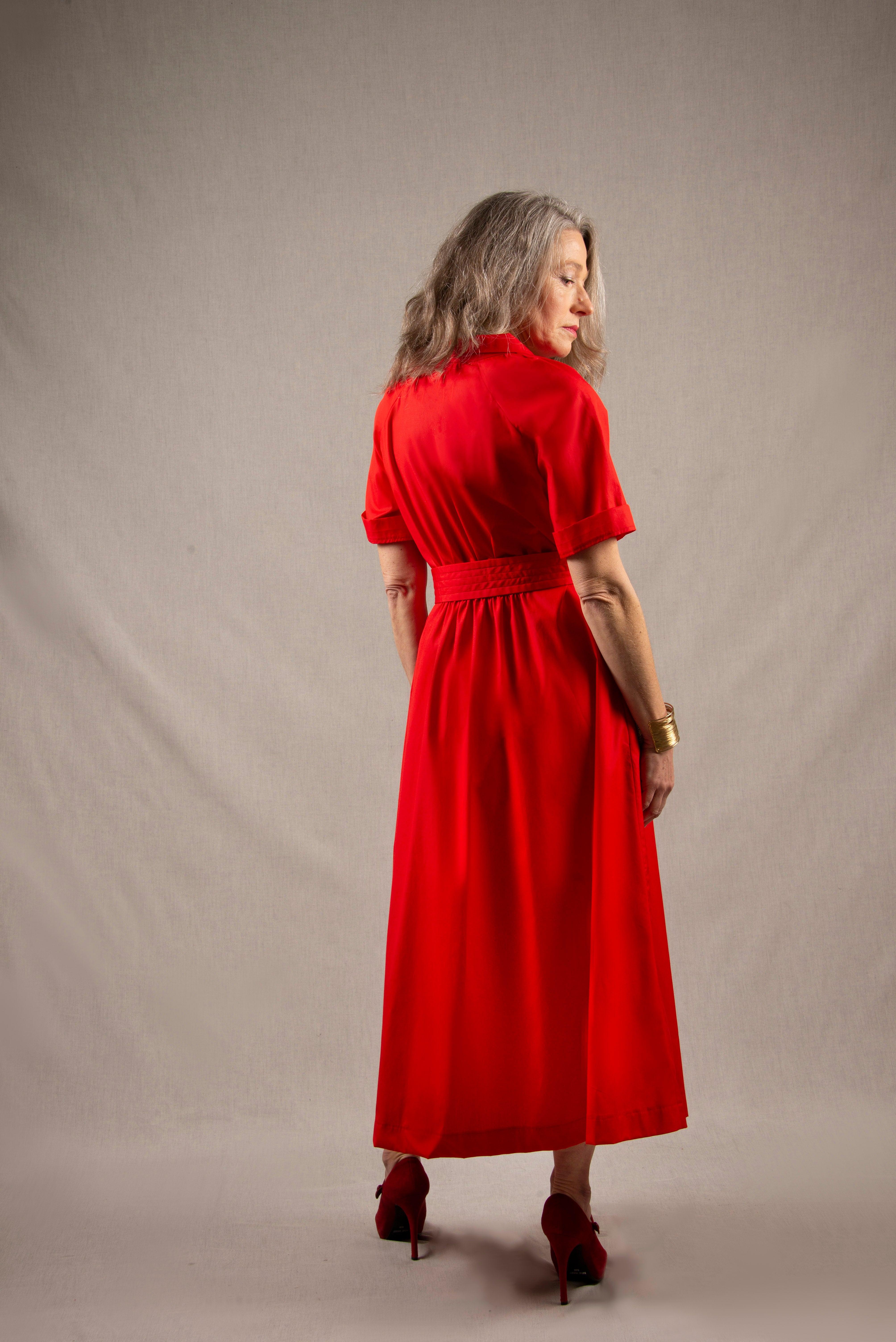 Robe Longue en Coton Rouge Coquelicot - Apparence