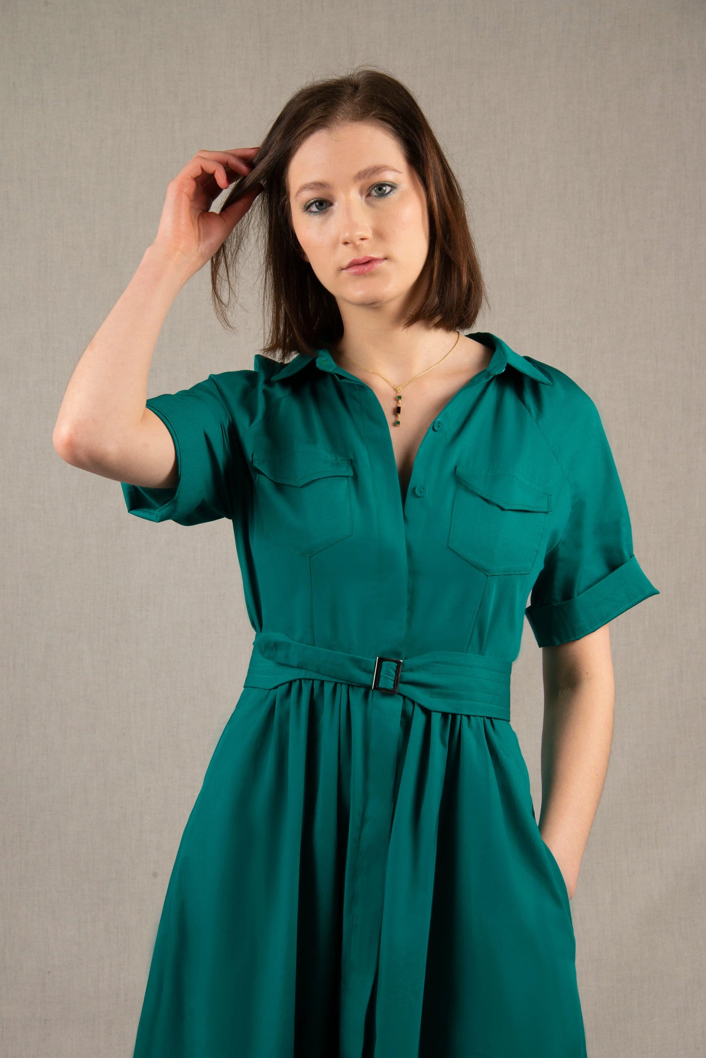 Robe Longue en Coton Couleur Bleu Lagon - Apparence My tailor is Joh