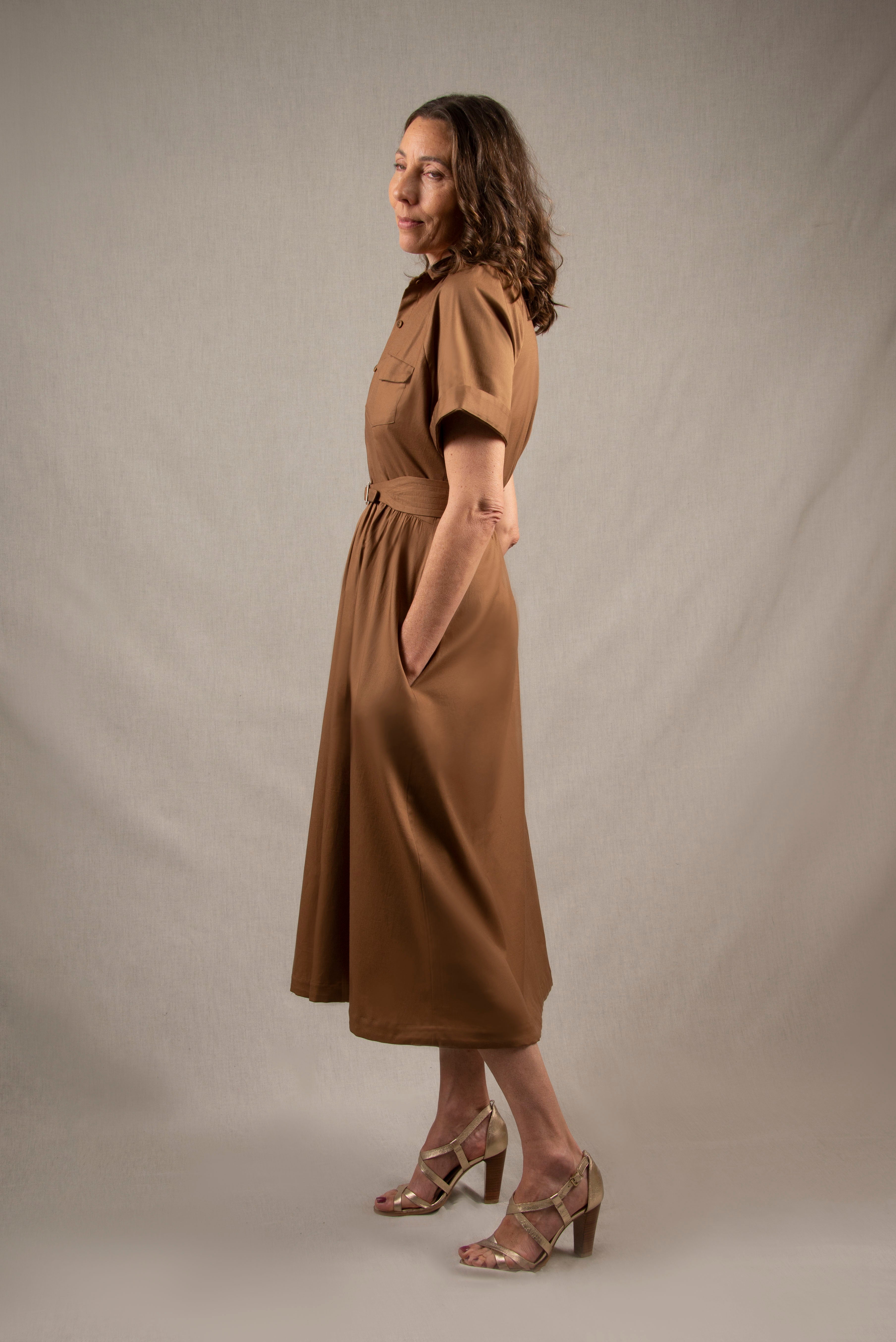 Robe Longue en Coton Couleur Havane - Apparence