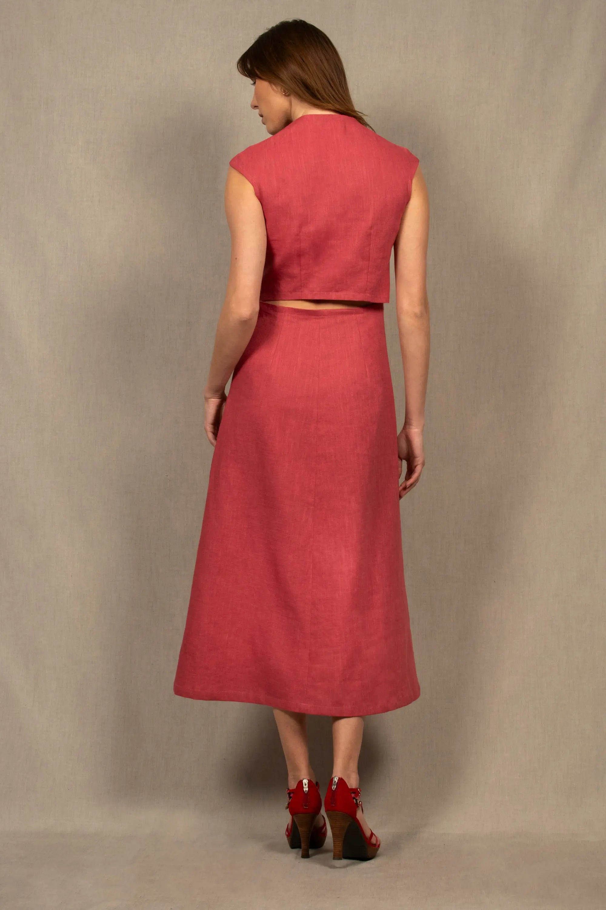 Robe Longue Sans Manche en Lin Rose Blush – Allure - My tailor is Joh