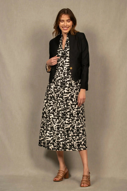 Robe Longue Sans Manche Motifs Noir & Blanc – Allure - My tailor is Joh