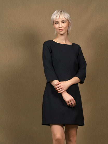 Robe trapèze en Laine Bleu Marine - Sensation My tailor is Joh