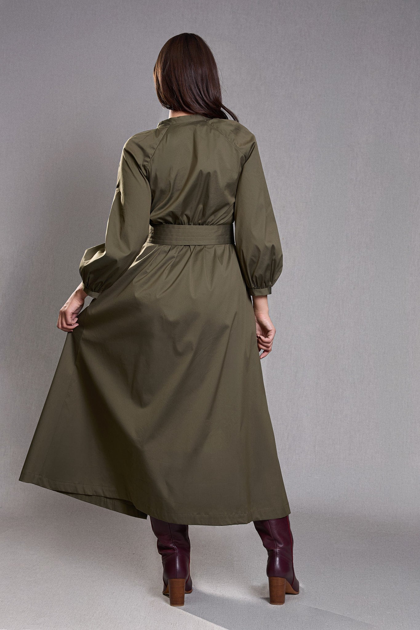 Robe chemisier longue Kaki - Éloquence