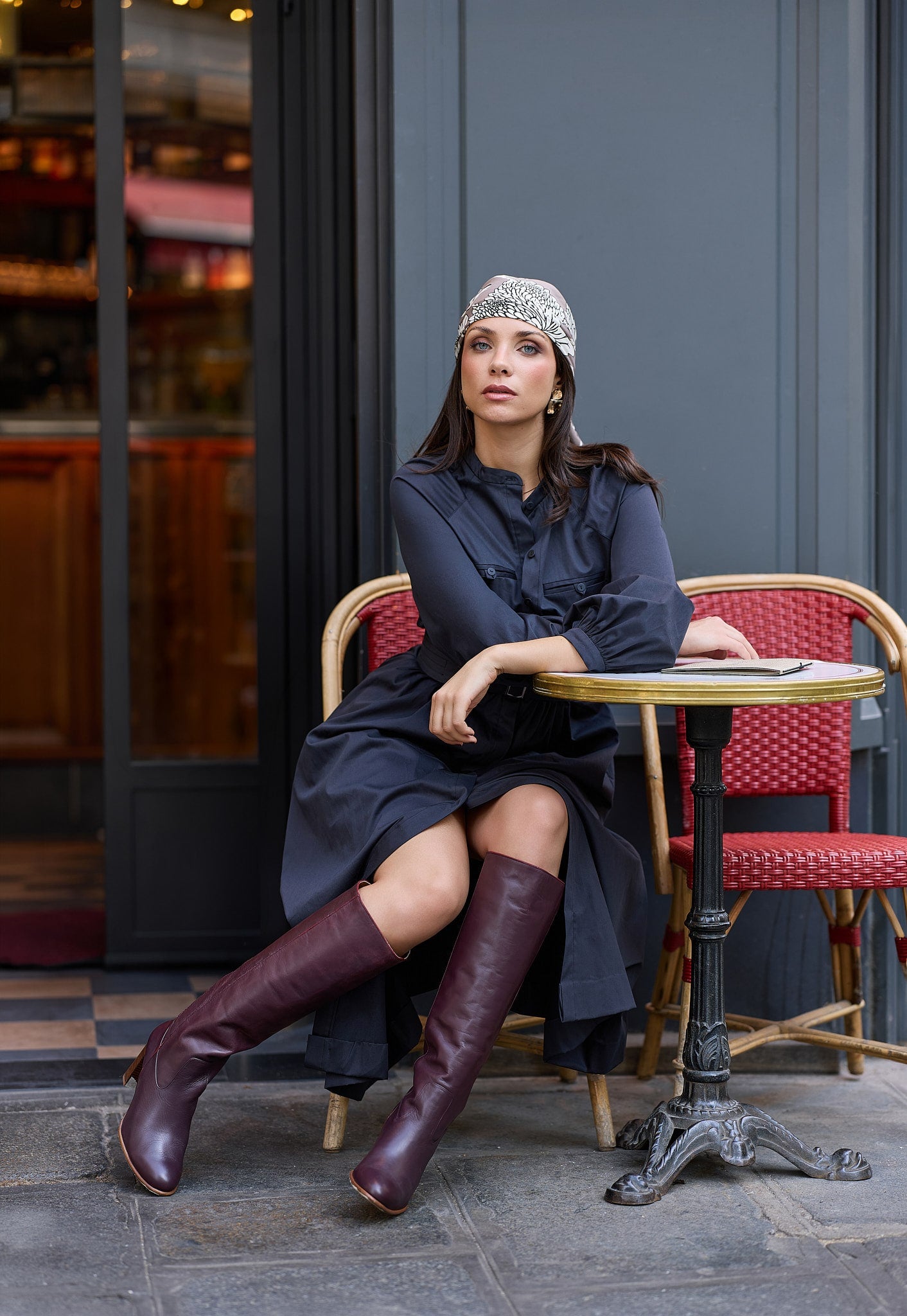 Robe chemisier Longue Noir Ardoise - Éloquence