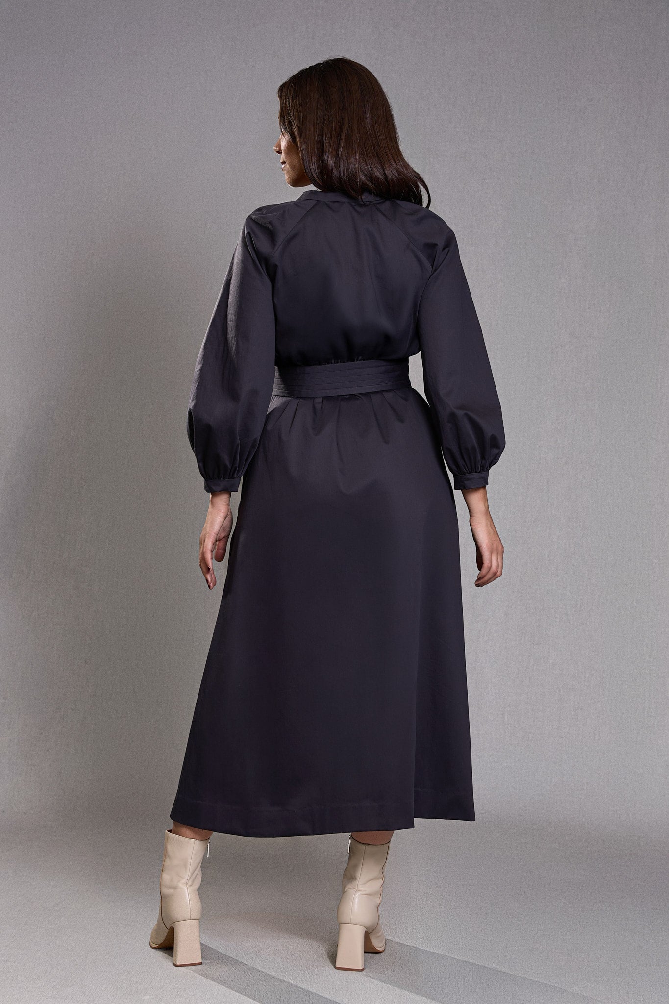 Robe chemisier Longue Noir Ardoise - Éloquence