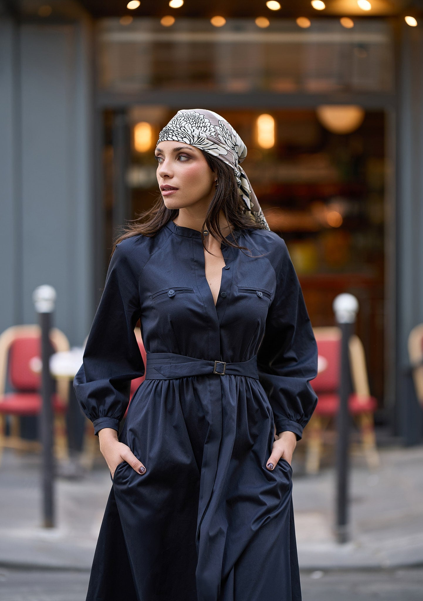 Robe chemisier Longue Noir Ardoise - Éloquence