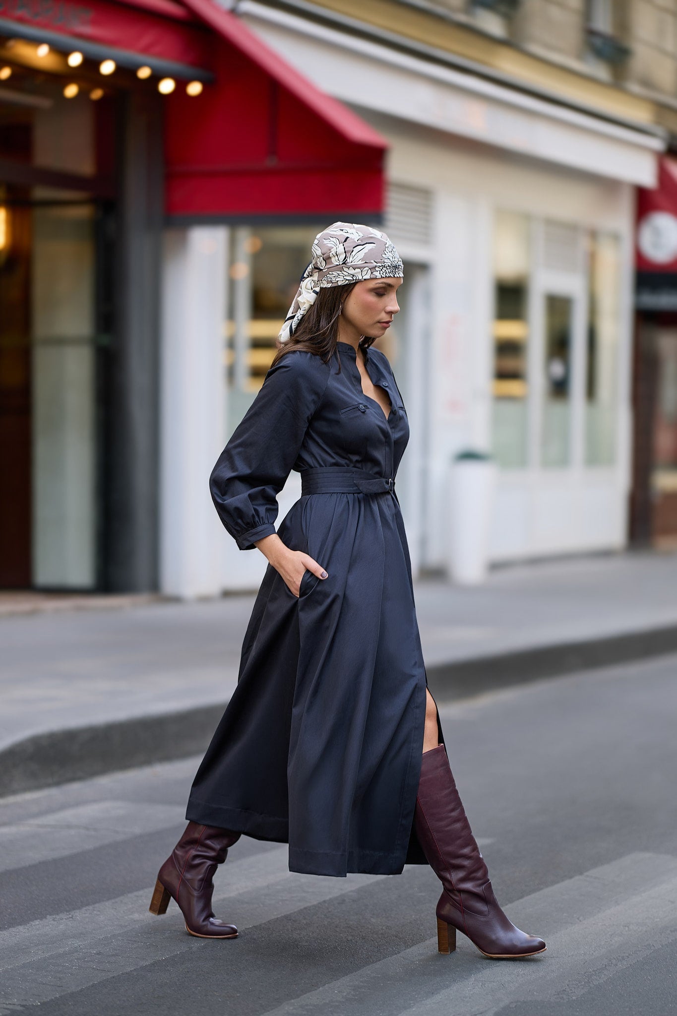 Robe chemisier Longue Noir Ardoise - Éloquence