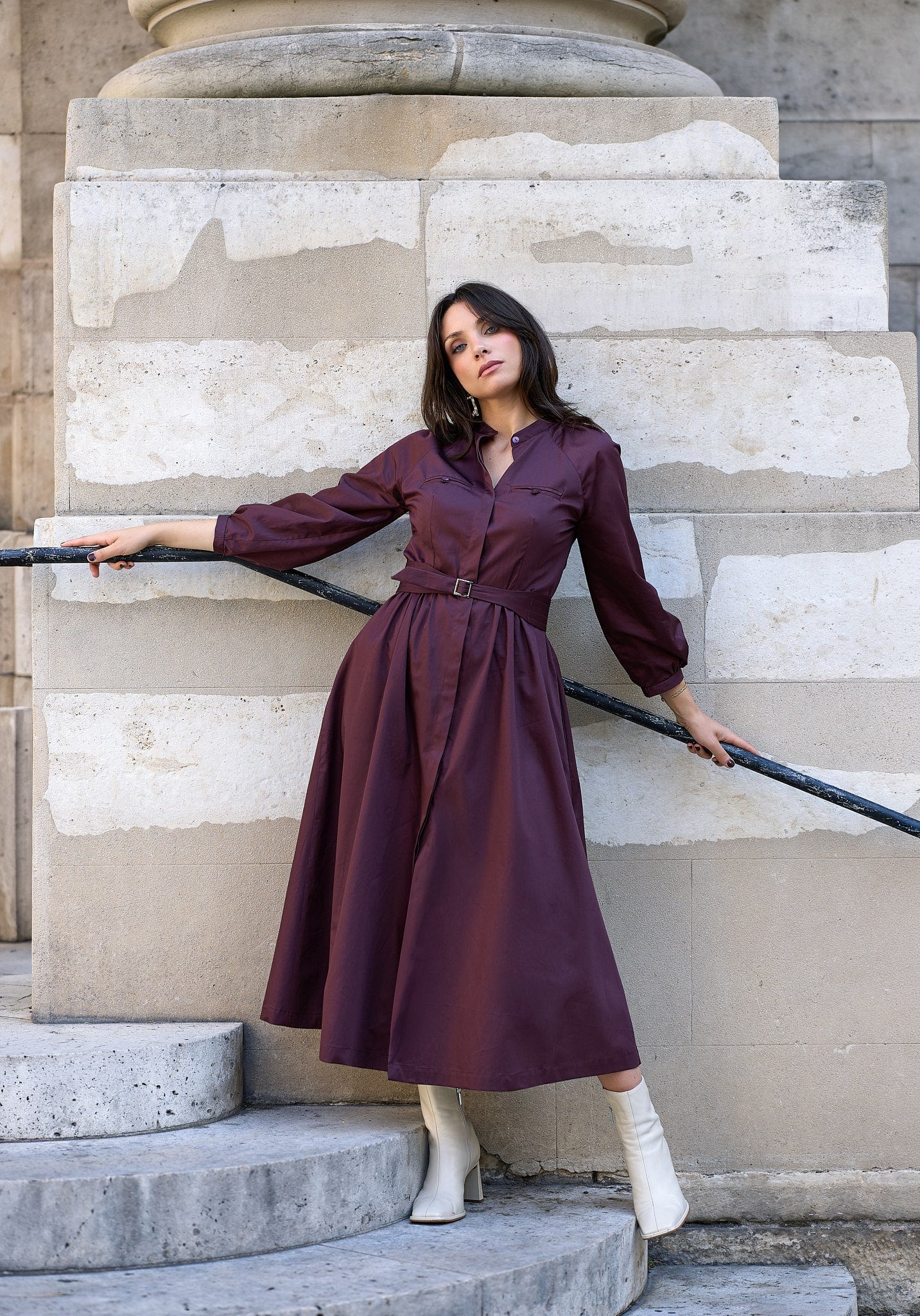 Robe chemisier longue Prune - Éloquence