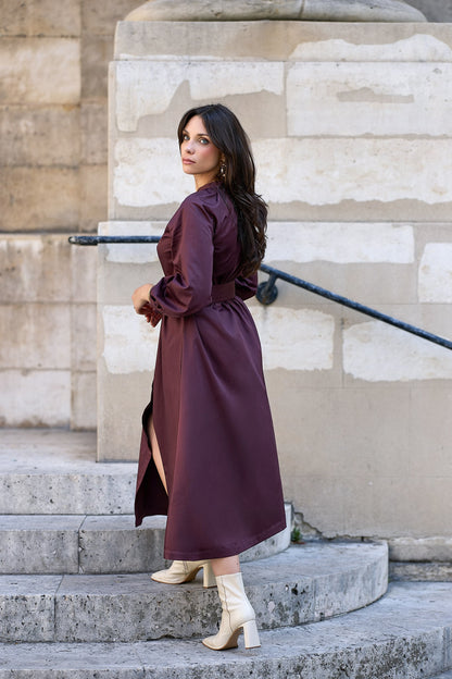 Robe chemisier longue Prune - Éloquence
