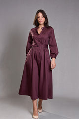 Robe chemisier longue Prune - Éloquence