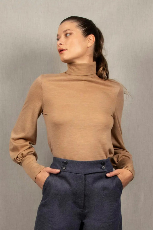 Sous-Pull Femme Camel en Laine – Certitude My tailor is Joh