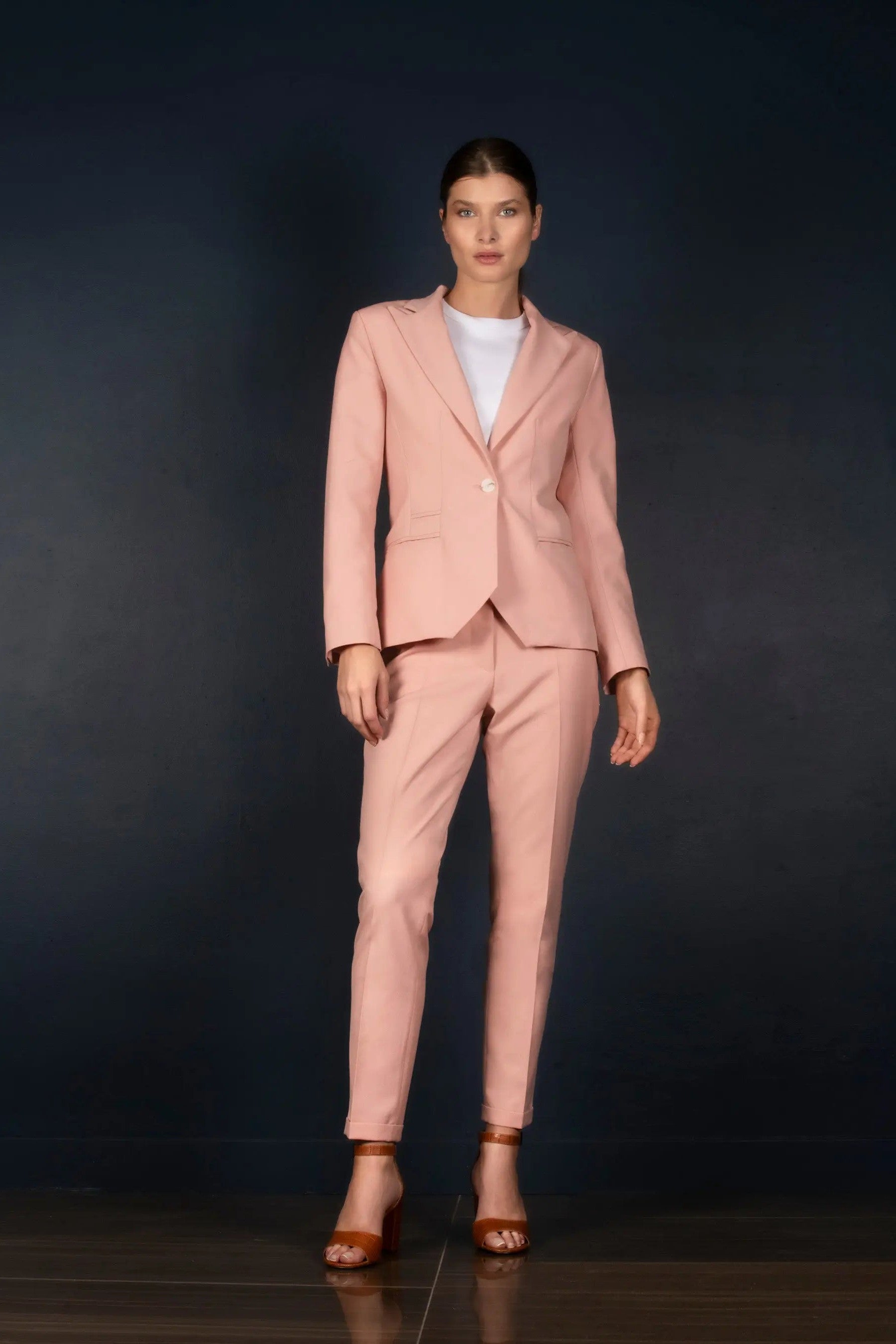 Tailleur Veste Pantalon Fitté en Rose Ballerine - Conception - My tailor is Joh