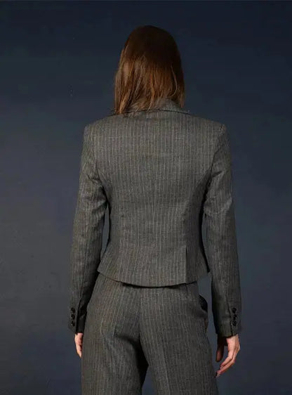 Veste Tailleur Femme Laine Gris à rayures - Certitude - My tailor is Joh