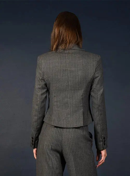 Veste Tailleur Femme Laine Gris à rayures - Certitude - My tailor is Joh