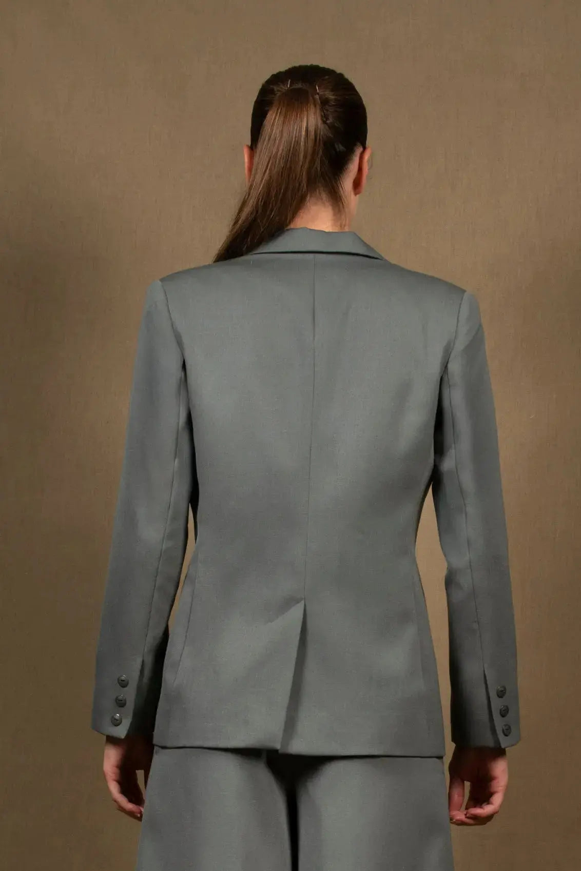 Veste Tailleur Femme Vert Amande en Laine - Abandon My Tailor Is Joh