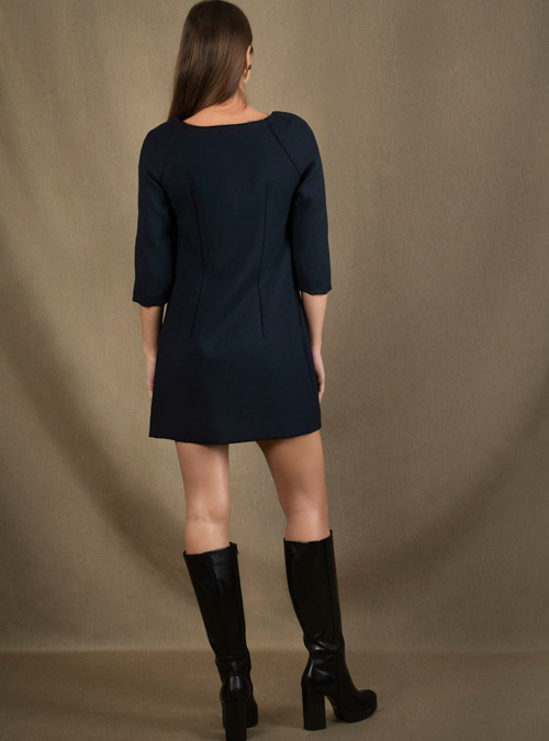 La robe trapèze Sensation bleu marine - My Tailor Is Joh, la nouvelle marque de prêt à porter féminin, tailleurs, vestes, pantalons, robes, jupes, hauts, chaussures pour habiller les femmes.