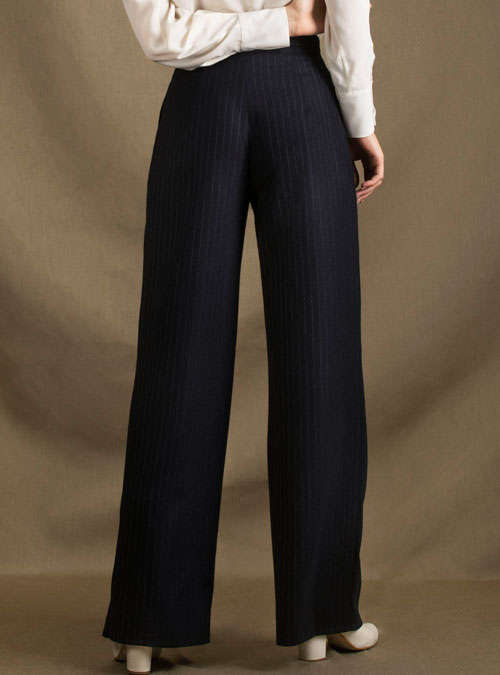 Le Pantalon tailleur femme large rayé Illusion - My Tailor Is Joh, la nouvelle marque de prêt à porter féminin, tailleurs, vestes, pantalons, robes, jupes, hauts, chaussures pour habiller les femmes.
