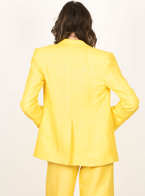Tailleur femme Illusion jaune - My Tailor Is Joh, la nouvelle marque de prêt à porter féminin, tailleurs, vestes, pantalons, robes, jupes, hauts, chaussures pour habiller les femmes.