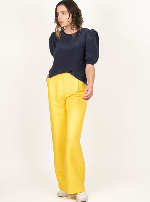 Pantalon tailleur femme Illusion jaune - My Tailor Is Joh, la nouvelle marque de prêt à porter féminin, tailleurs, vestes, pantalons, robes, jupes, hauts, chaussures pour habiller les femmes.