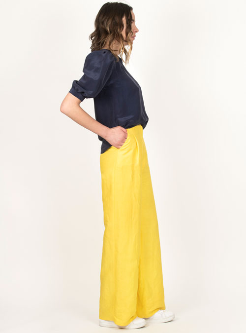 Pantalon tailleur femme Illusion jaune - My Tailor Is Joh, la nouvelle marque de prêt à porter féminin, tailleurs, vestes, pantalons, robes, jupes, hauts, chaussures pour habiller les femmes.