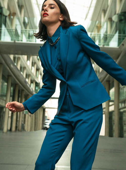 Veste tailleur pour femme bleu fabriquée en France