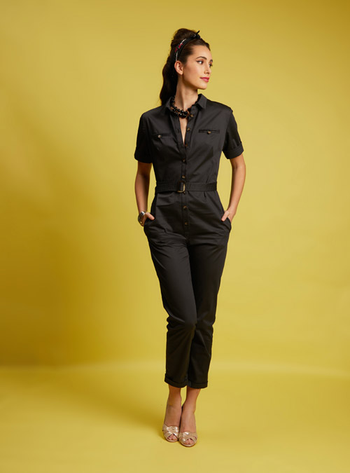 La combinaison pantalon femme coton noir Parenthèse - My Tailor Is Joh, la nouvelle marque de prêt à porter féminin, tailleurs, vestes, pantalons, robes, jupes, hauts, chaussures pour habiller les femmes.