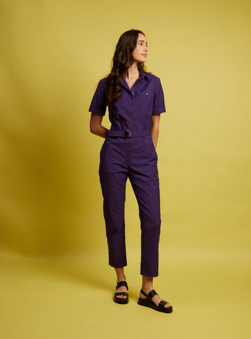 La combinaison pantalon femme coton violet Parenthèse - My Tailor Is Joh, la nouvelle marque de prêt à porter féminin, tailleurs, vestes, pantalons, robes, jupes, hauts, chaussures pour habiller les femmes.