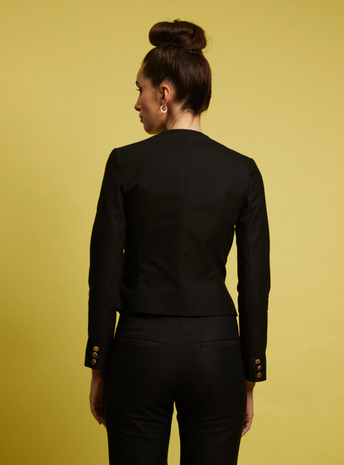 La veste spencer femme coton noir - My Tailor Is Joh, la nouvelle marque de prêt à porter féminin, tailleurs, vestes, pantalons, robes, jupes, hauts, chaussures pour habiller les femmes.