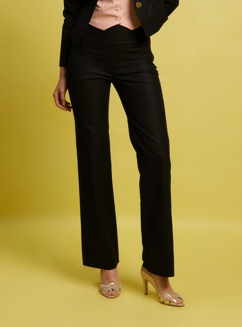 Le Pantalon tailleur droit coton noir Sœur - My Tailor Is Joh, la nouvelle marque de prêt à porter féminin, tailleurs, vestes, pantalons, robes, jupes, hauts, chaussures pour habiller les femmes.