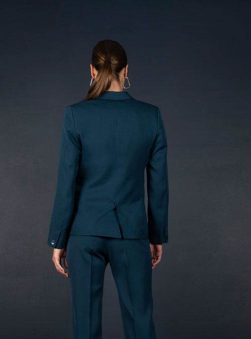 Le tailleur femme veste pantalon large bleu azur Illusion - My